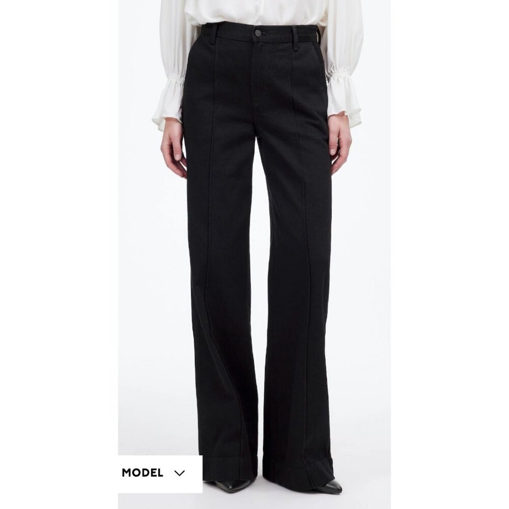Madewell $148 Superwide Leg Trouser Jeans Black Wash Size 29 NS905